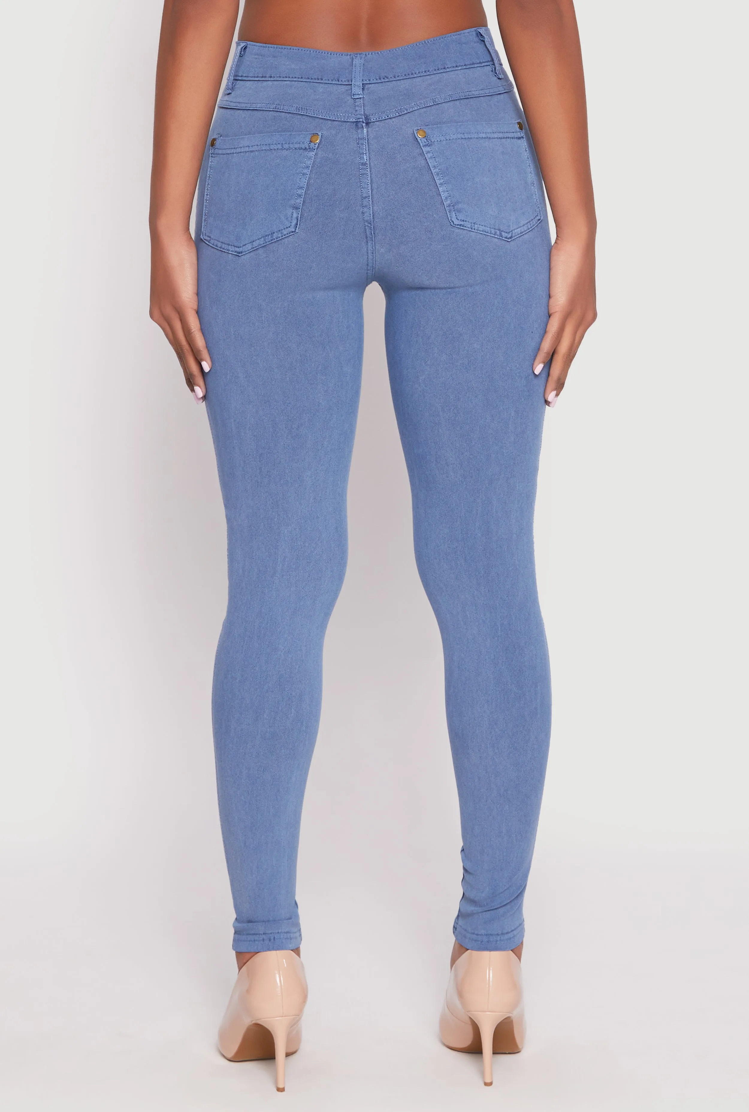 Acid Wash Twill Skinny Leg Pants