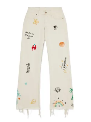 Alanui Graphic-Printed Raw-Cut Hem Jeans