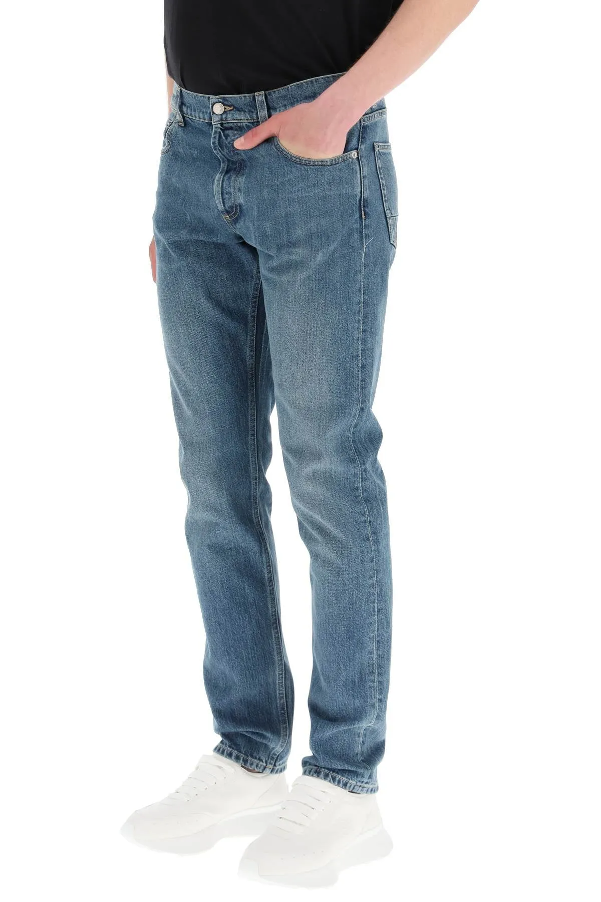 Alexander McQueen Low-Rise Logo Embroidered Jeans