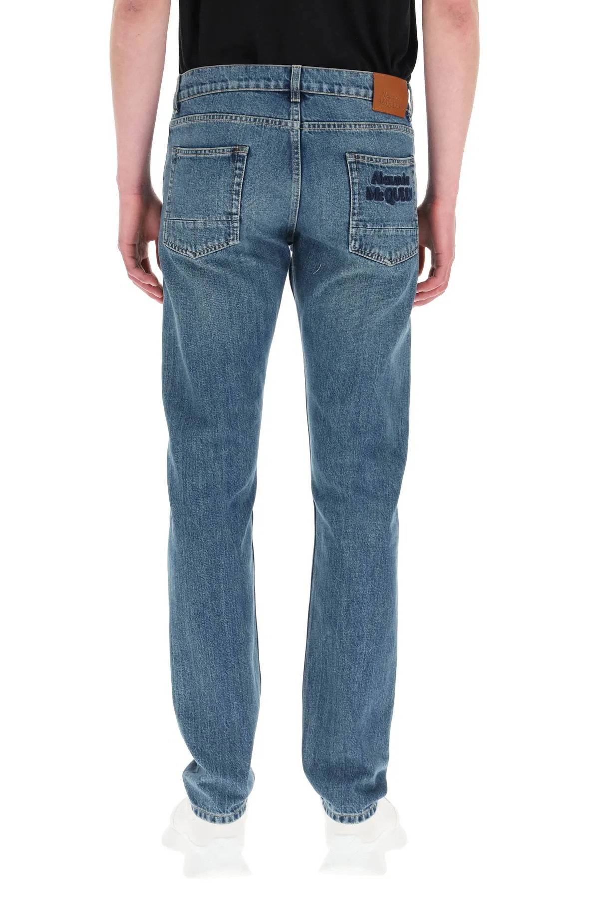 Alexander McQueen Low-Rise Logo Embroidered Jeans