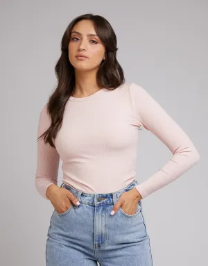 All About Eve Rib Baby Long Sleeve Tee Pale Pink
