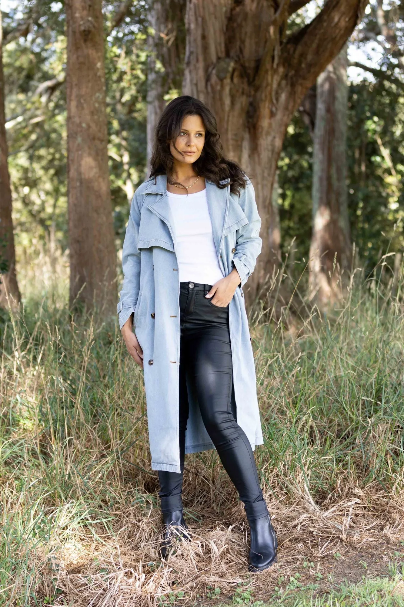 All About Eve Rio Trench Coat Light Blue