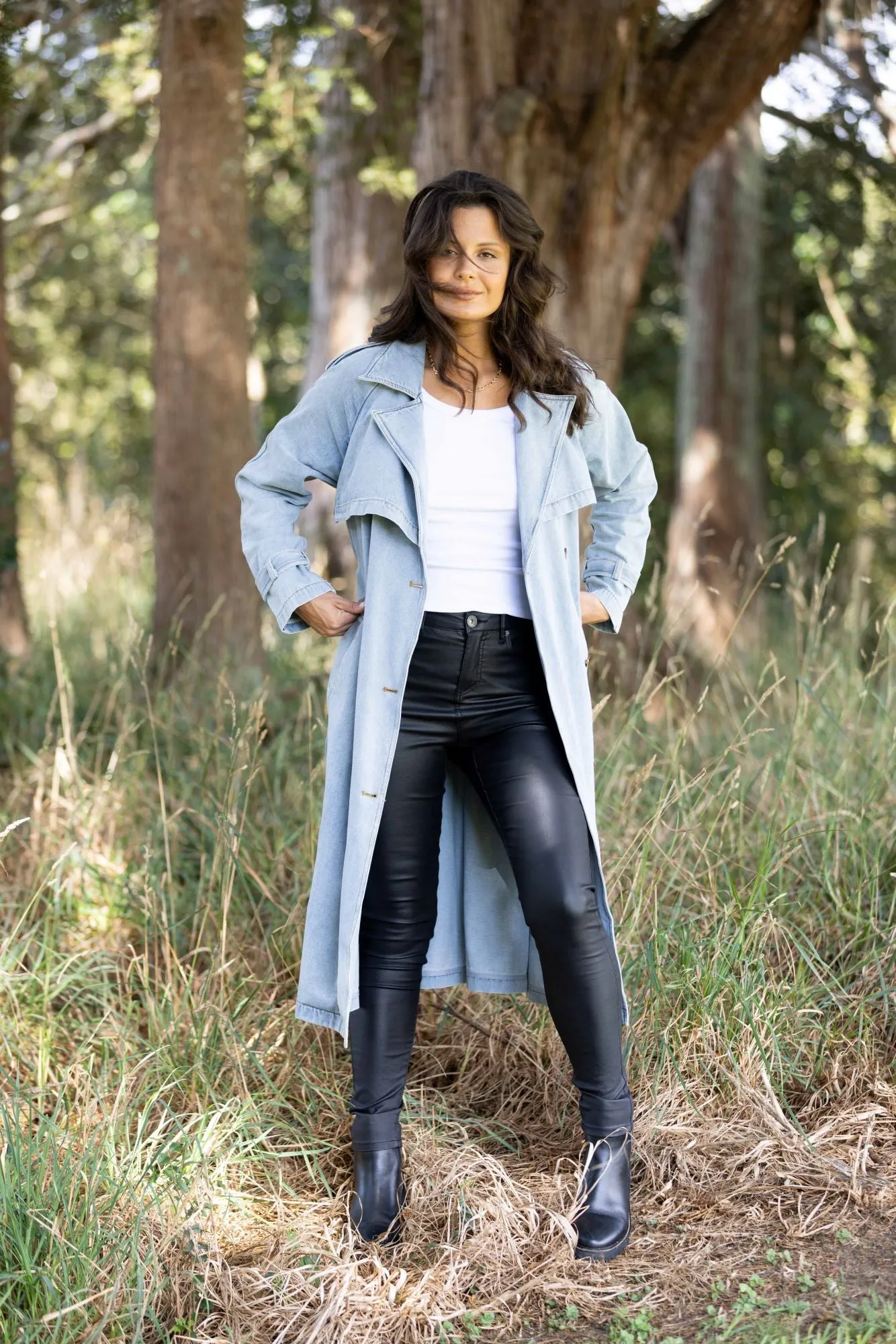 All About Eve Rio Trench Coat Light Blue