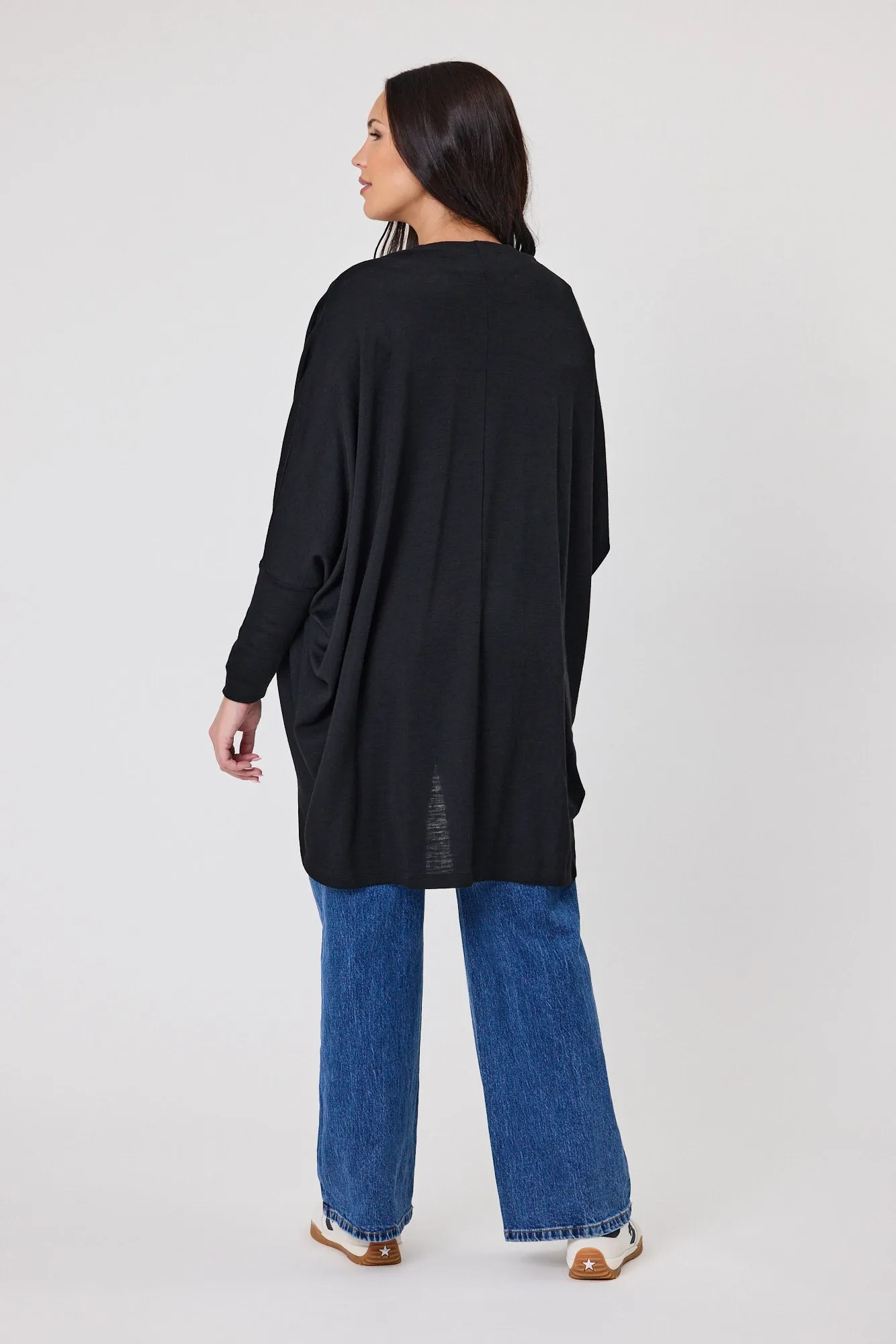 Alpine By Shine On Alaska Merino Drape Cardigan Black