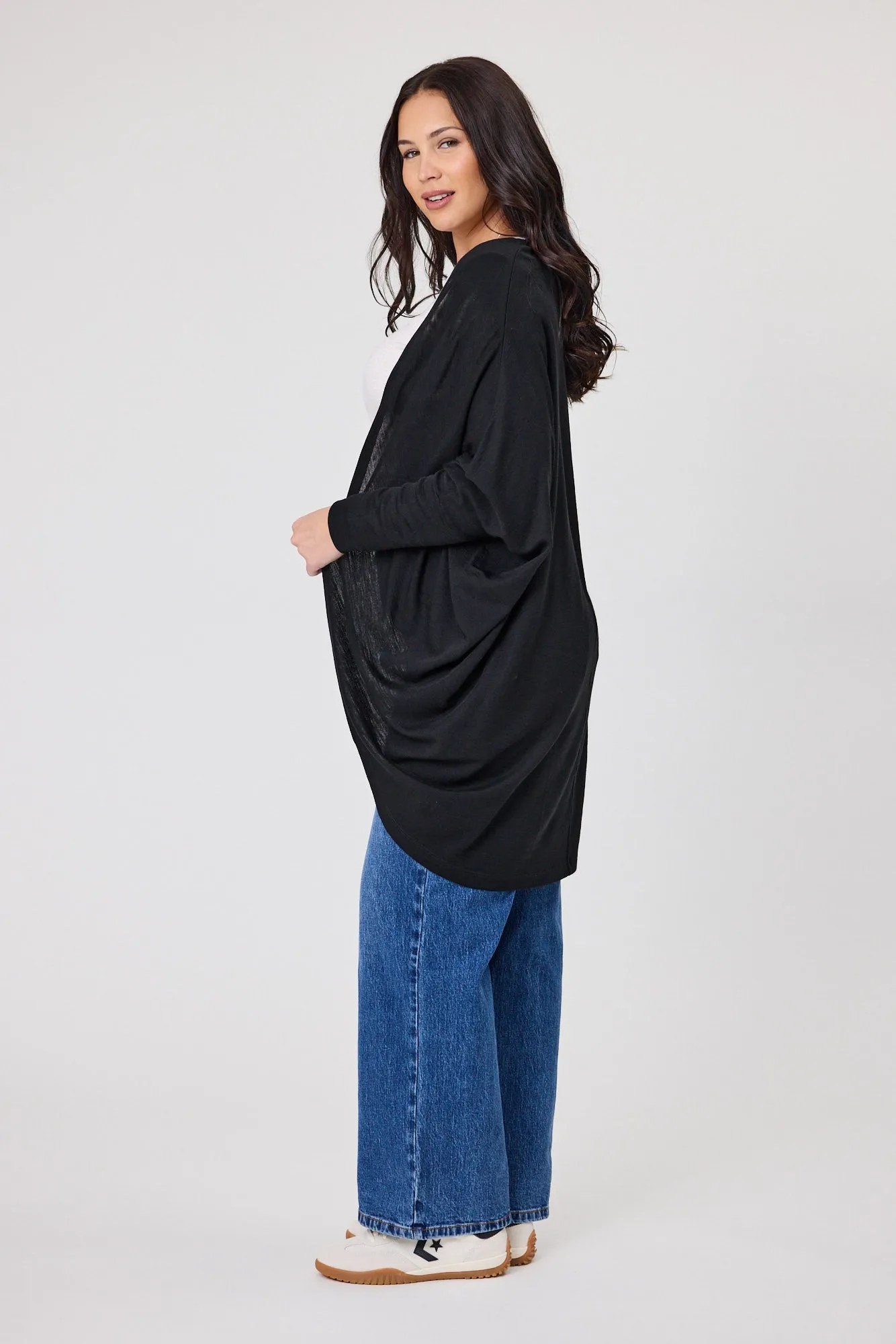 Alpine By Shine On Alaska Merino Drape Cardigan Black