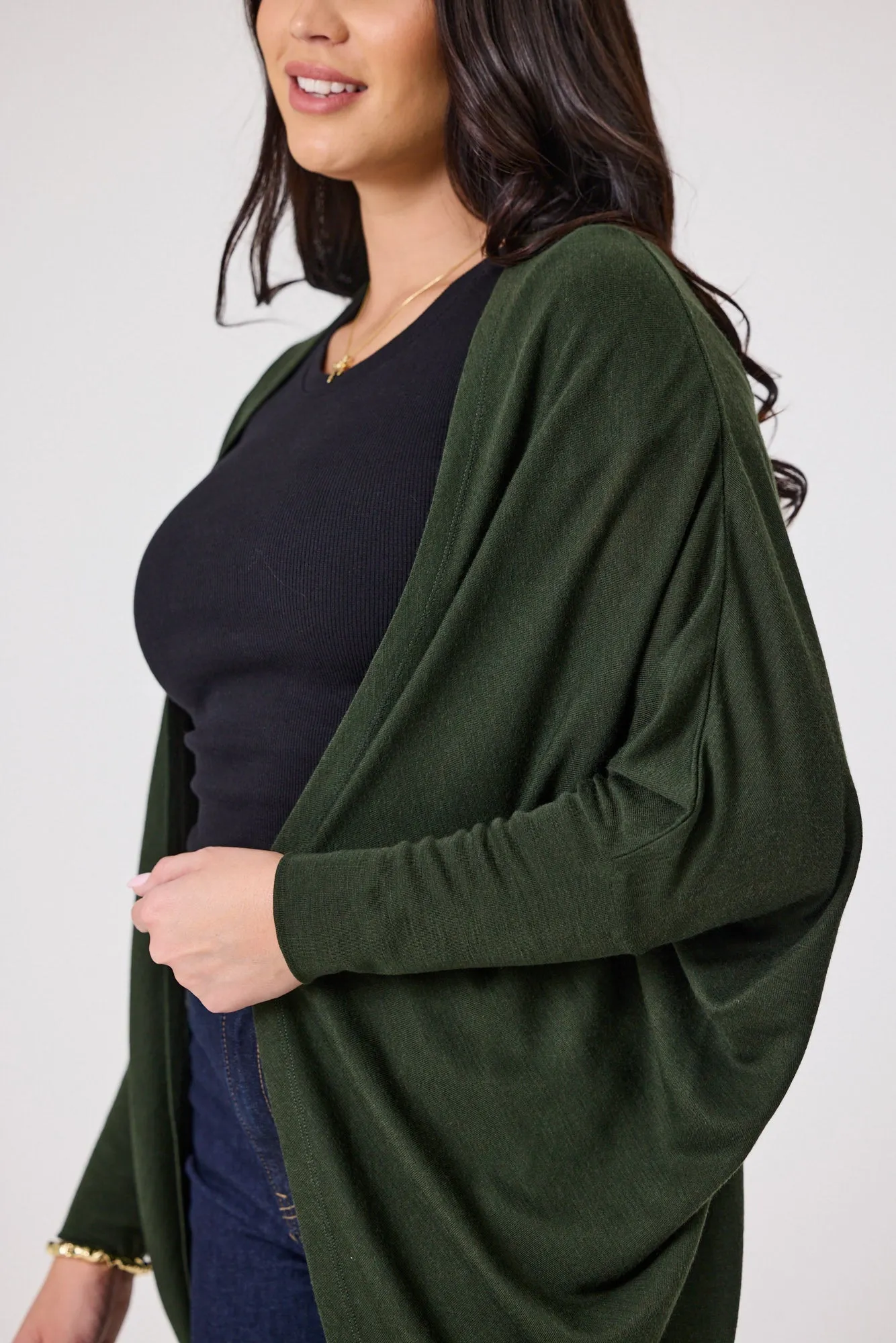 Alpine By Shine On Alaska Merino Drape Cardigan Olive
