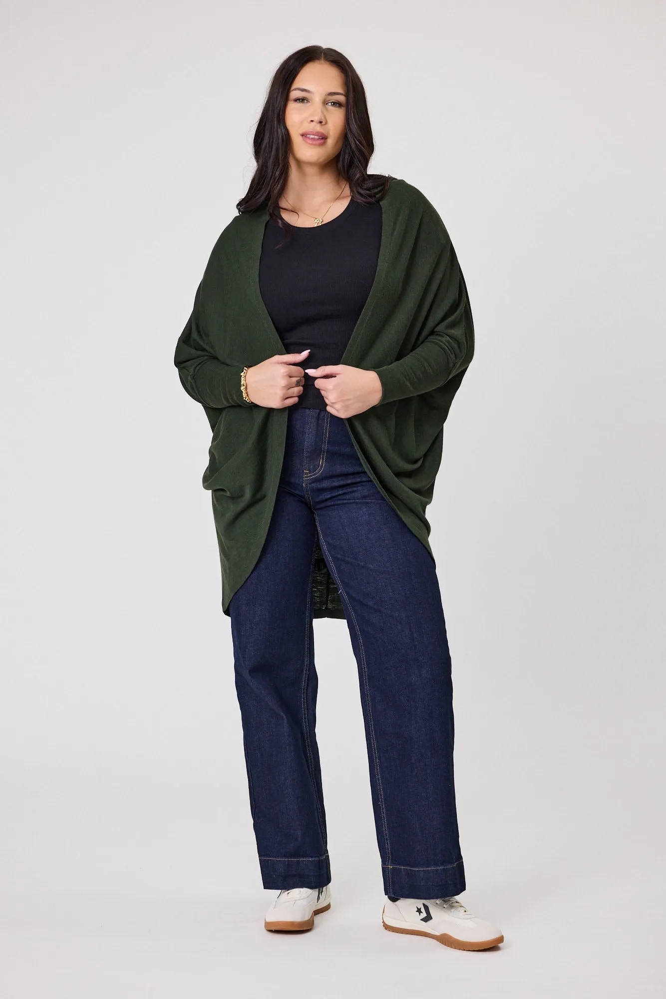 Alpine By Shine On Alaska Merino Drape Cardigan Olive