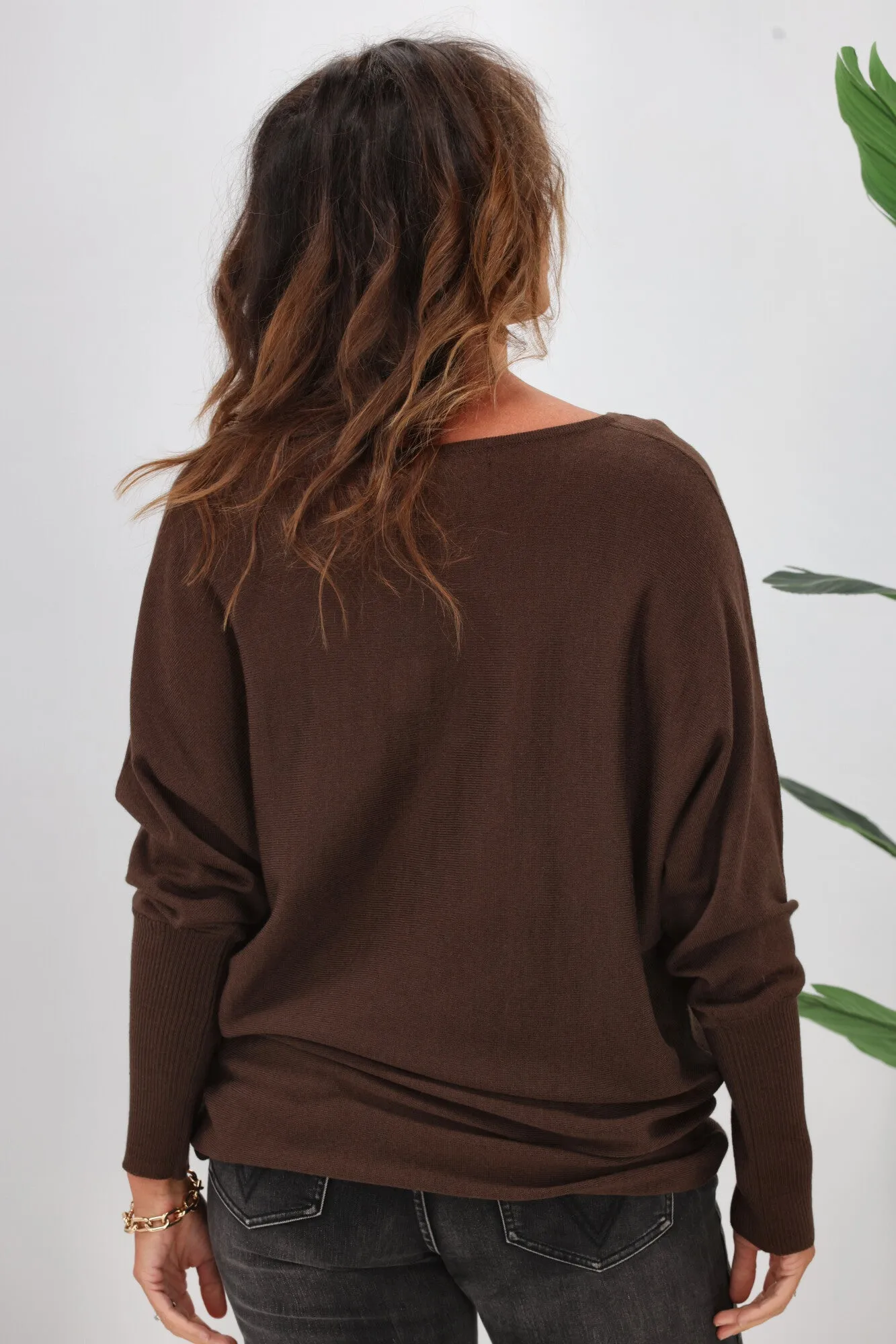 Alpine by Shine On Gigi Merino Batwing Top Chocolate