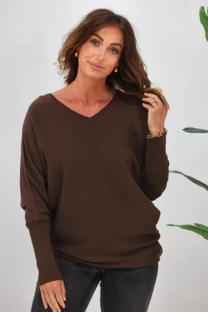 Alpine by Shine On Gigi Merino Batwing Top Chocolate