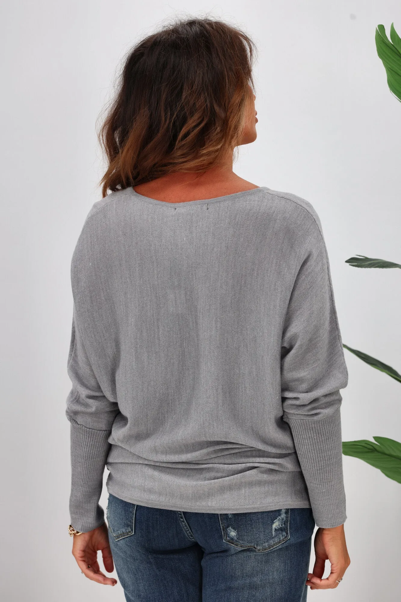 Alpine by Shine On Gigi Merino Batwing Top Grey Marl