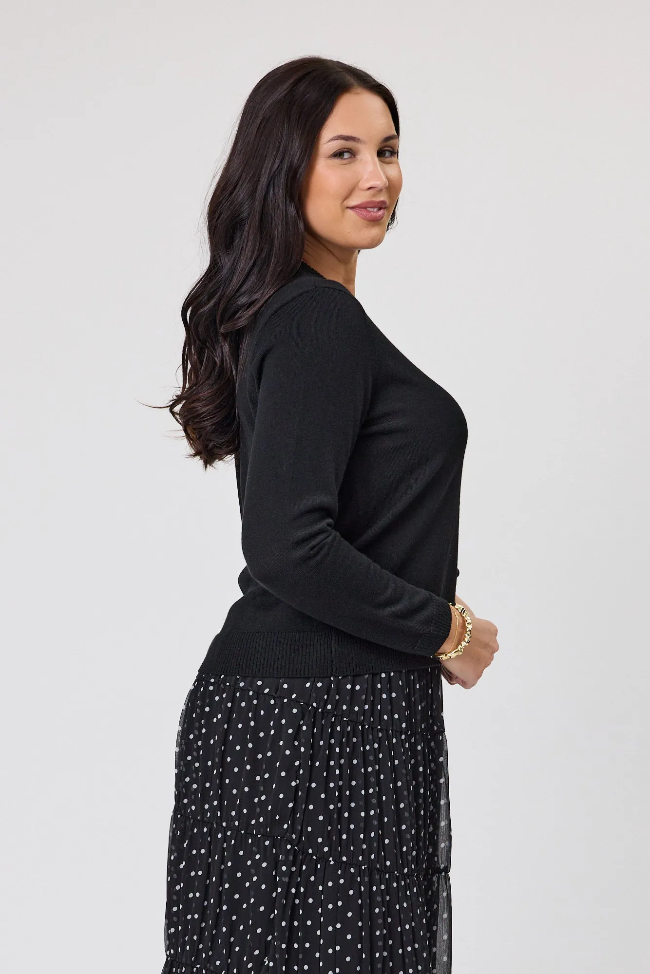 Alpine by Shine On Quebec Rib Detail Cardigan Black