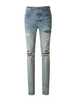 Amiri Bandana Print Ripped Detail Skinny Jeans
