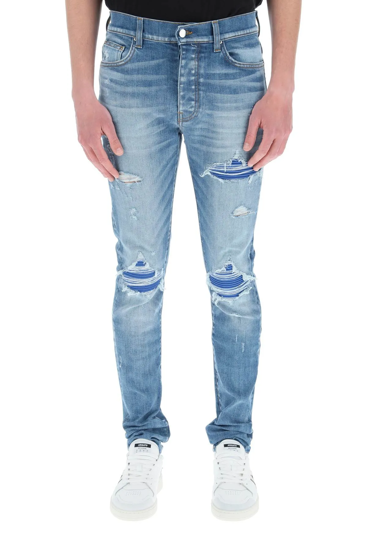 Amiri Ripped Mid-Rise Slim Fit Jeans
