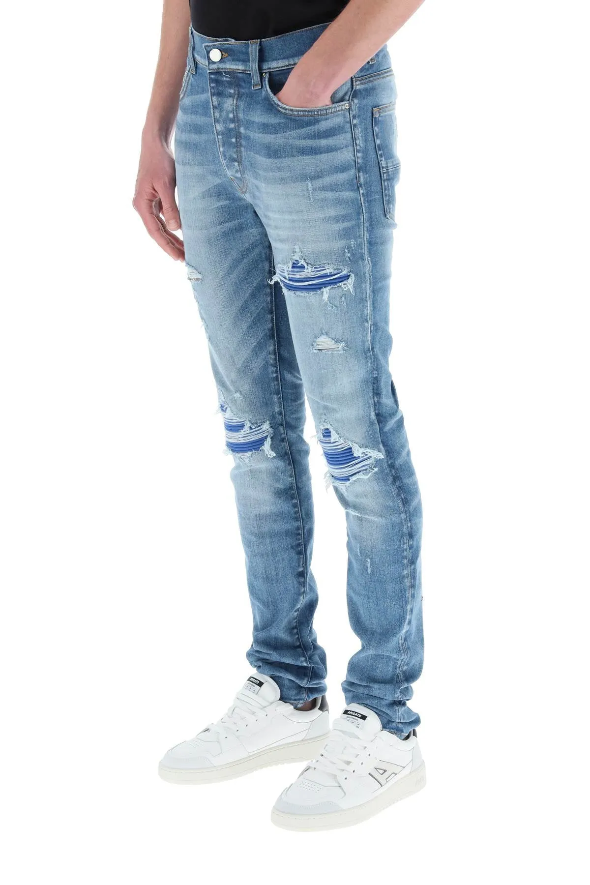 Amiri Ripped Mid-Rise Slim Fit Jeans