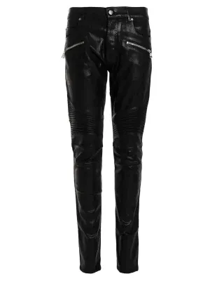 Balmain Coated Ribbed Mid-Rise Jeans