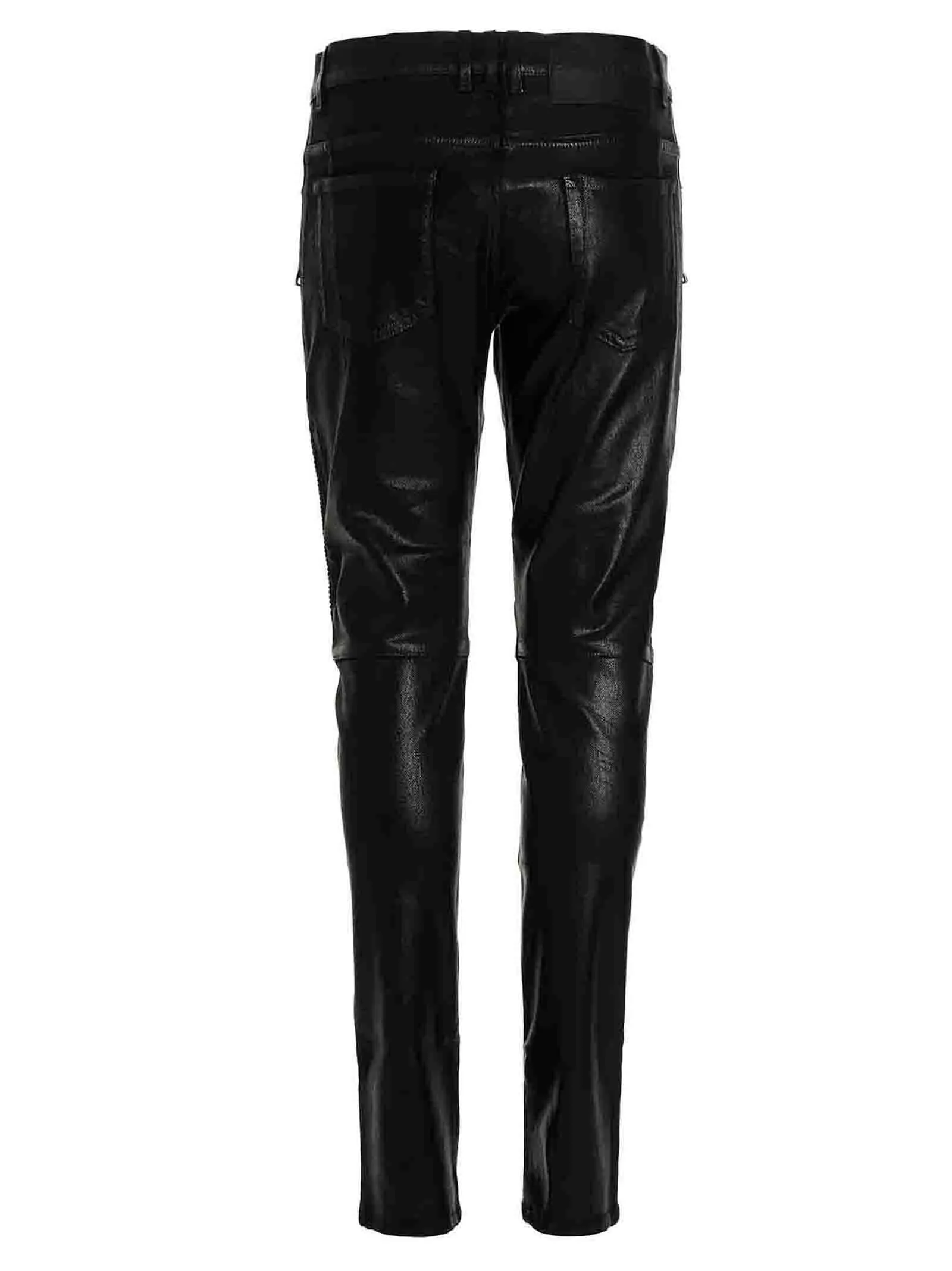 Balmain Coated Ribbed Mid-Rise Jeans