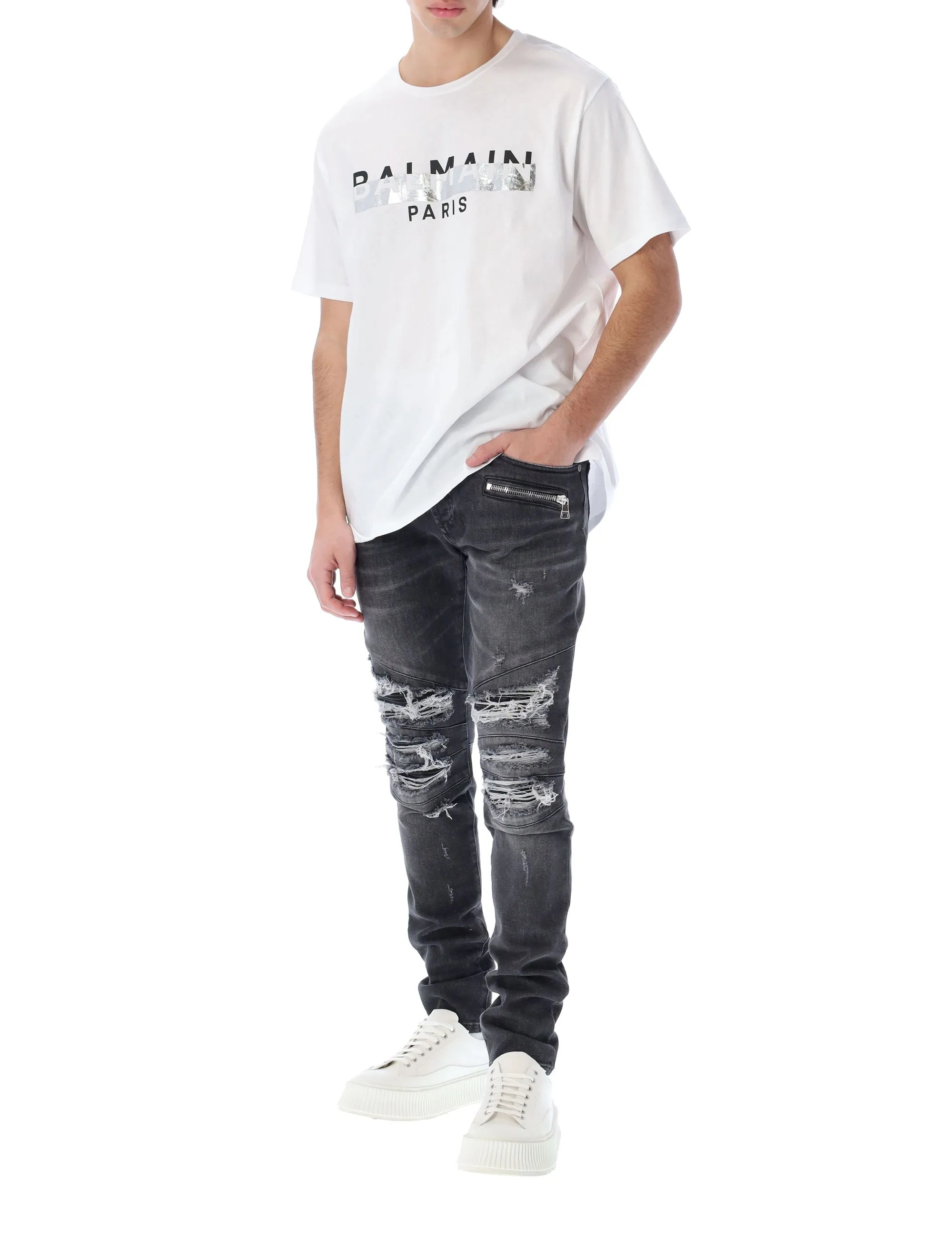 Balmain Distressed High Waist Skinny Jeans