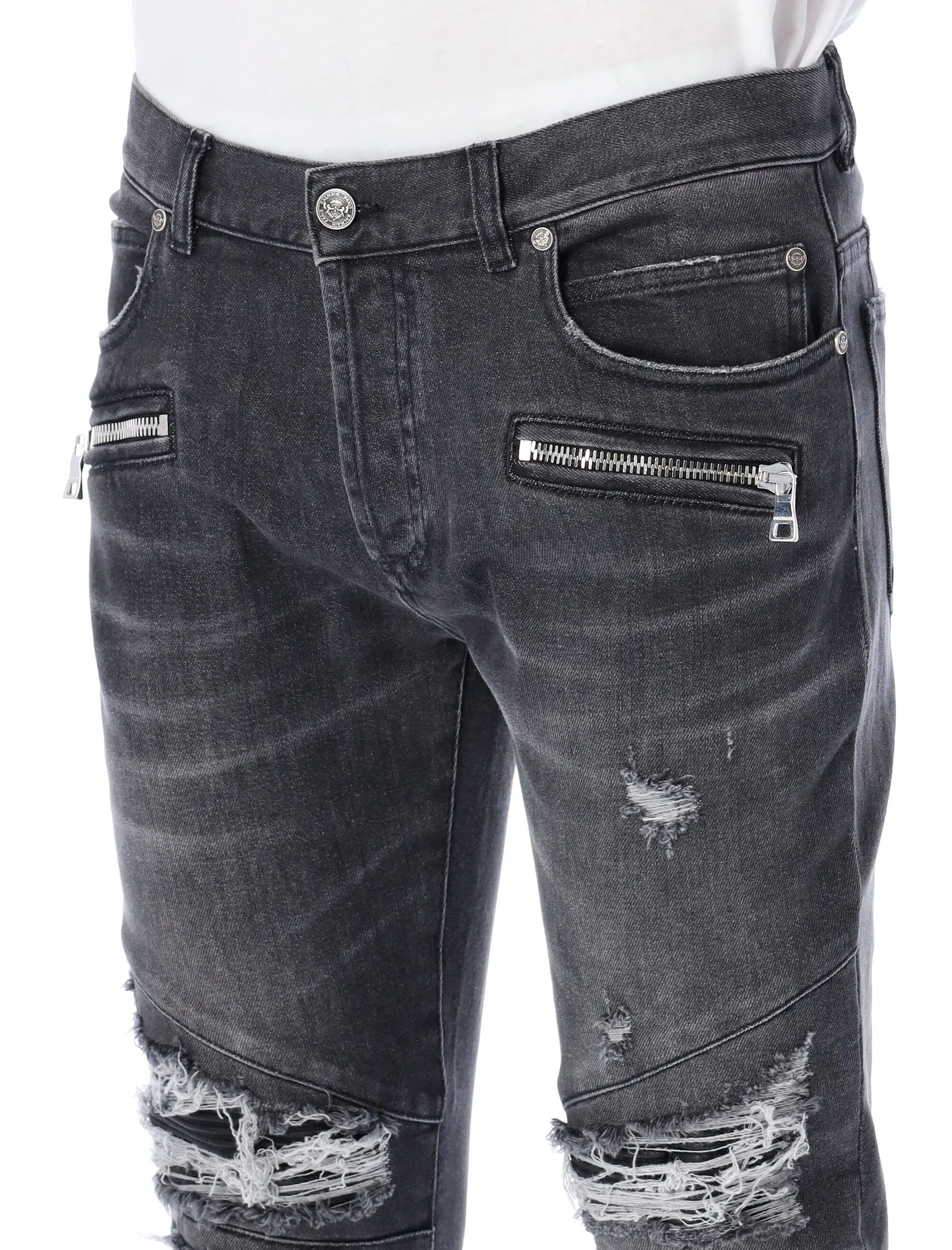 Balmain Distressed High Waist Skinny Jeans