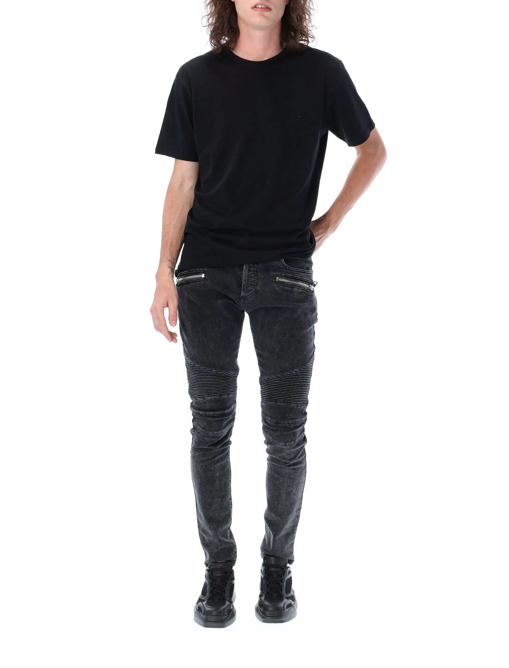 Balmain Skinny Cut Zip-Detailed Jeans