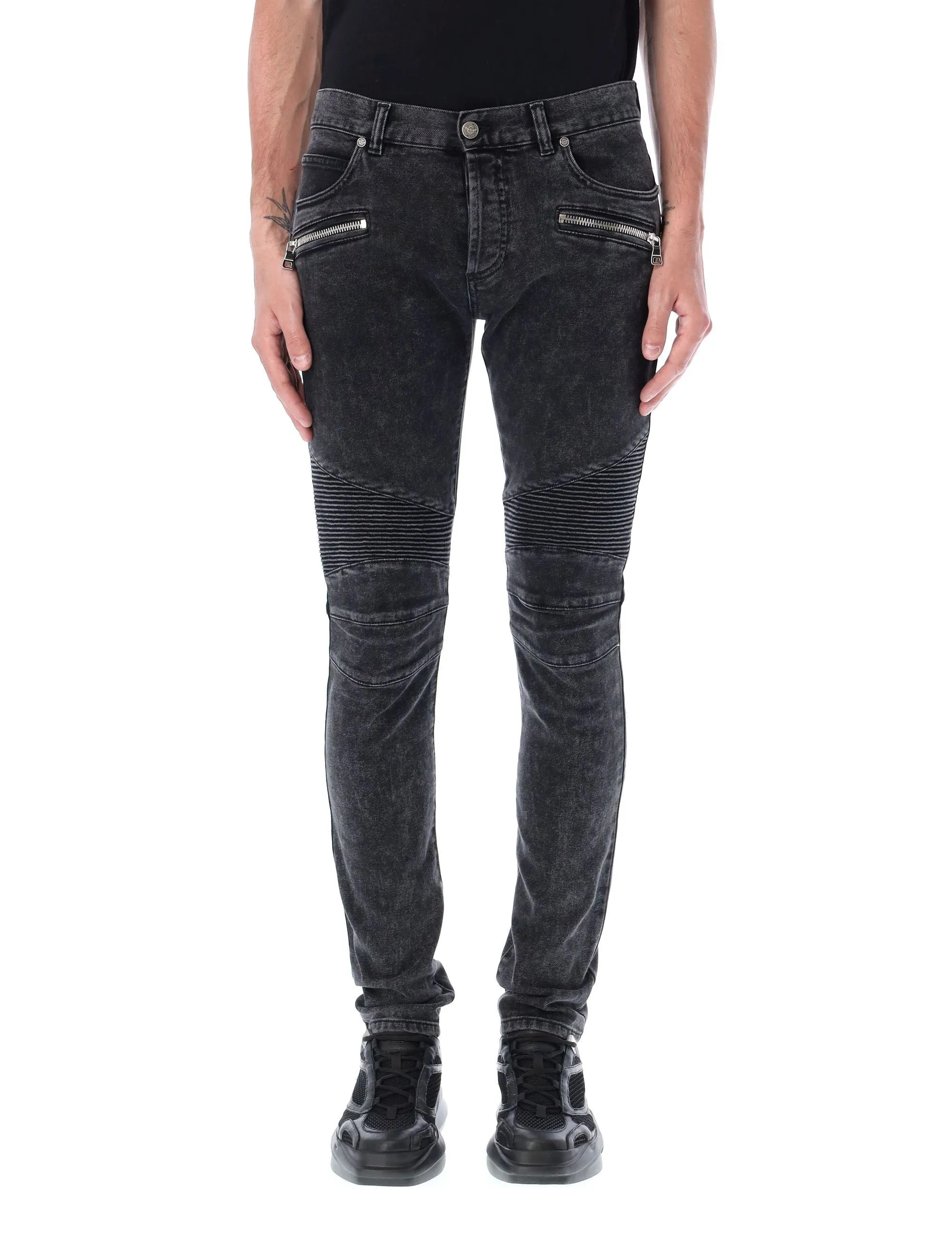 Balmain Skinny Cut Zip-Detailed Jeans