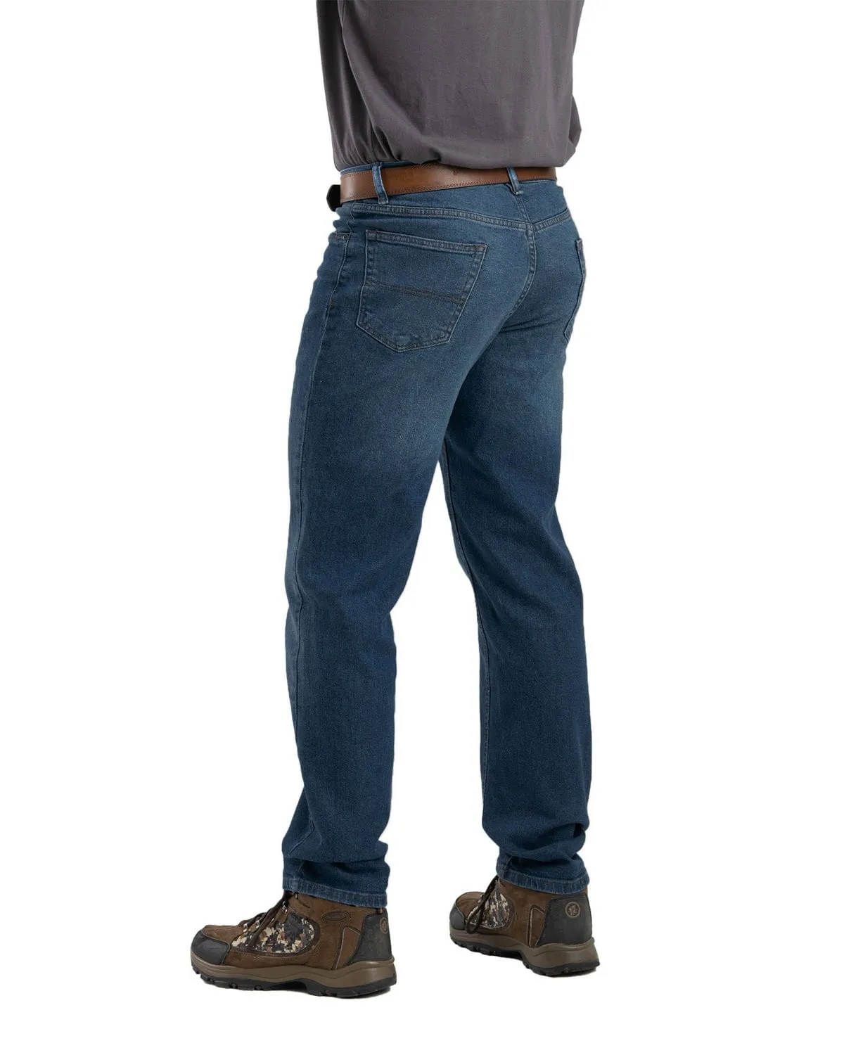 Berne Mens Stone Wash Dark Cotton Blend Heritage Flex Relaxed Fit Jeans 40X32