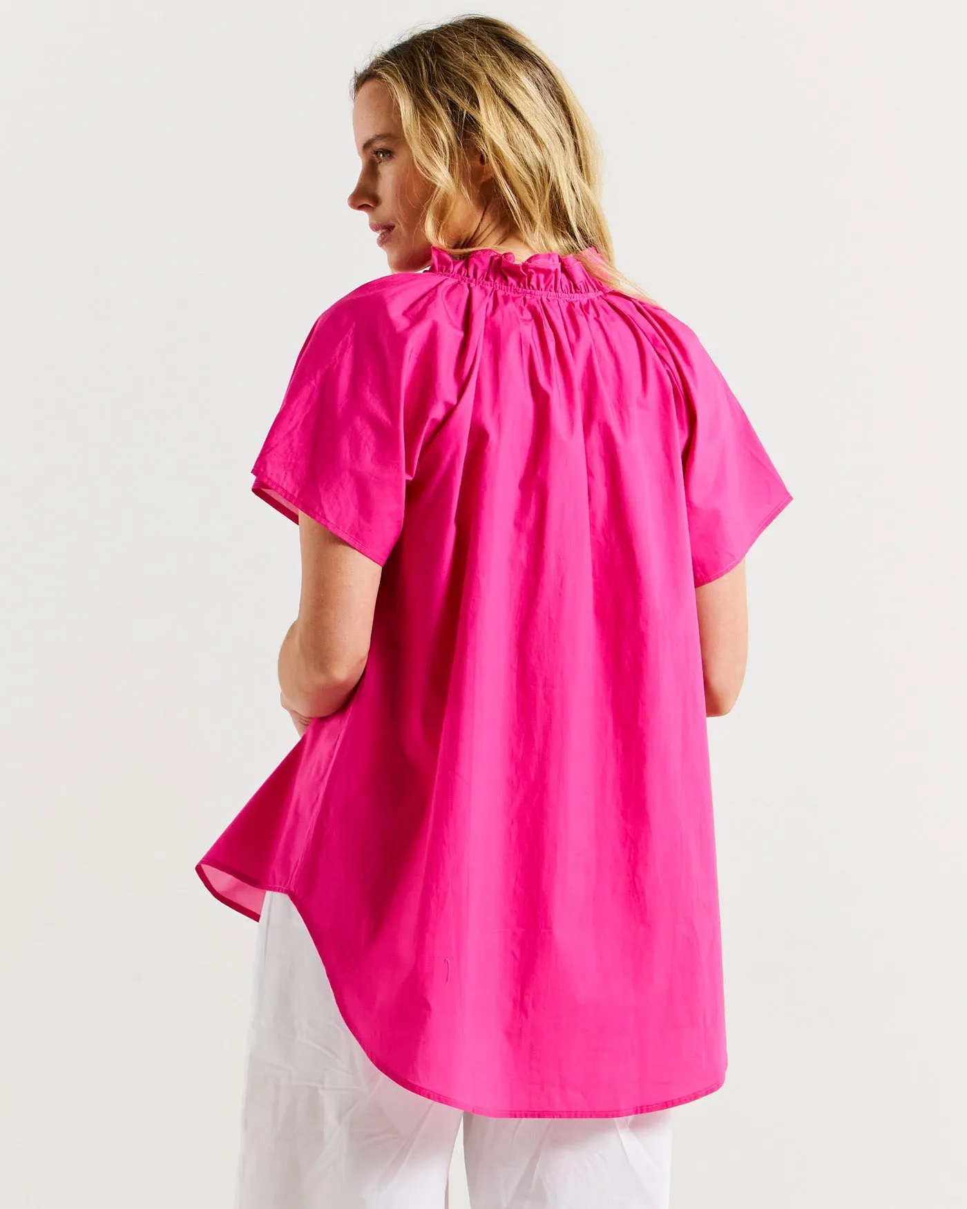 Betty Basics Caspian Blouse Pink/Red Tipping