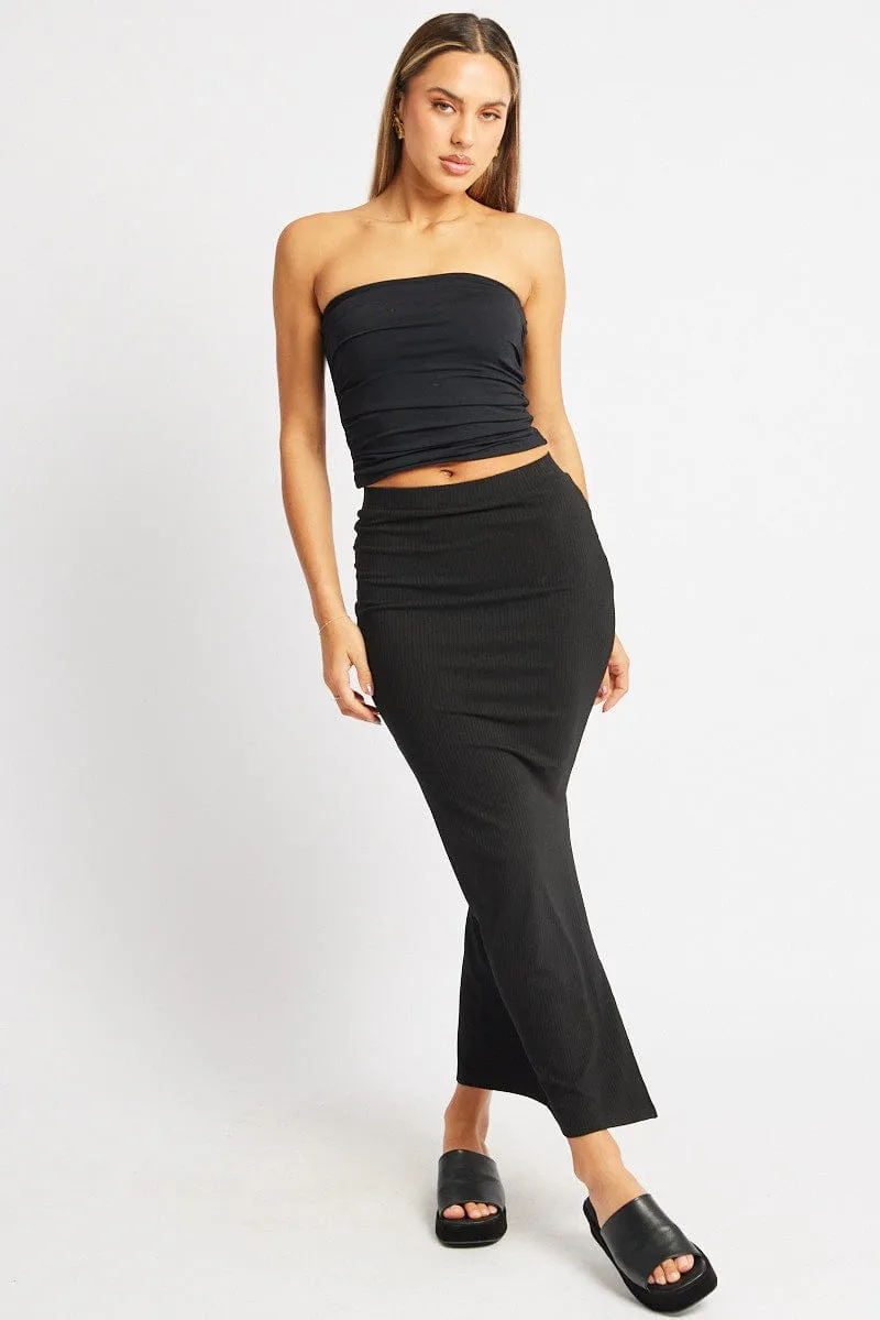 Black Bandeau Top Side Rushed Supersoft