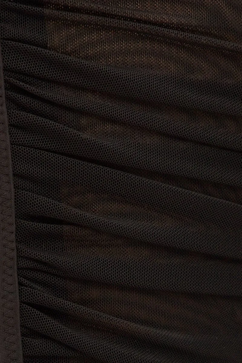 Black Corset Top Sleeveless Sweetheart Mesh Crop