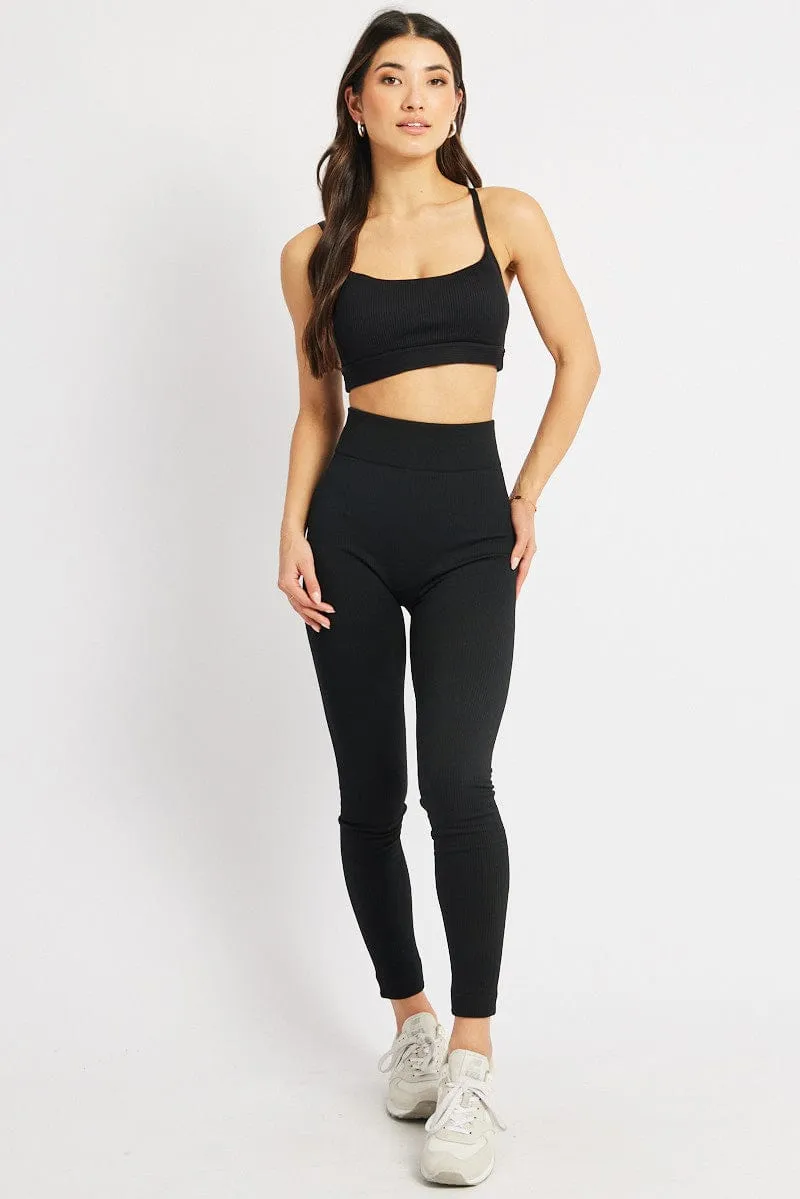 Black Fleece Leggings Seamless