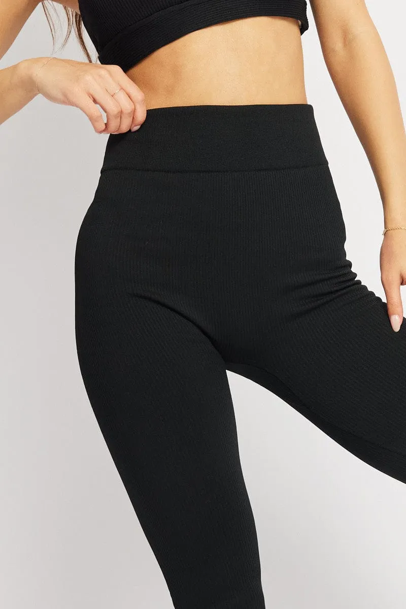 Black Fleece Leggings Seamless