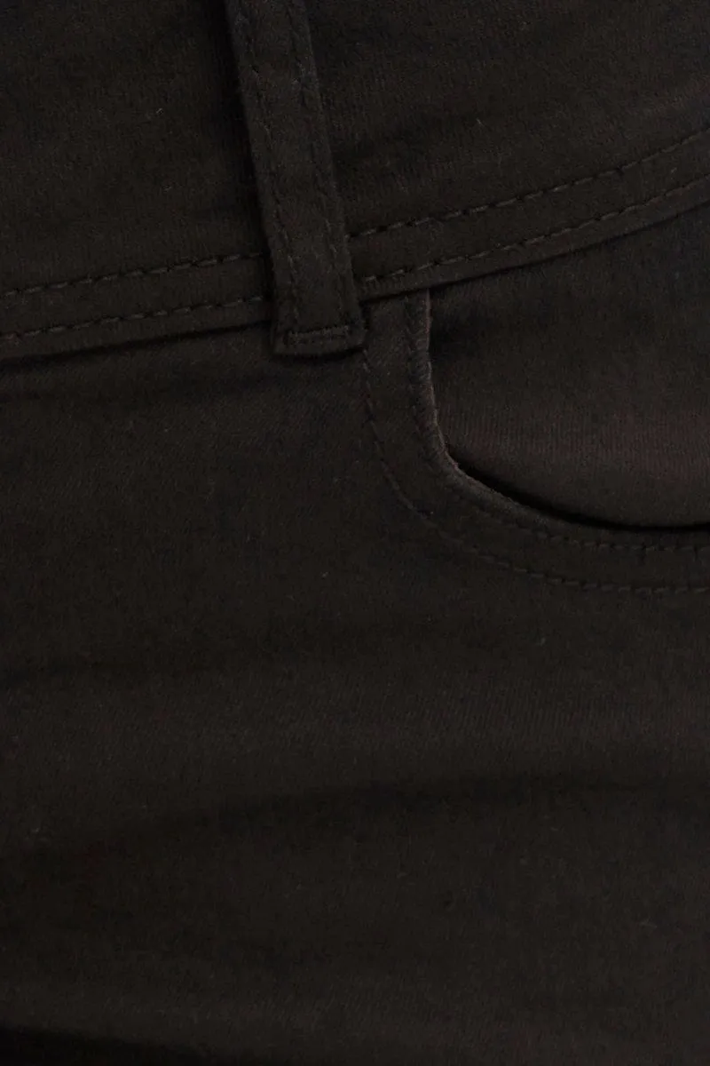Black Low Waist Denim Shorts