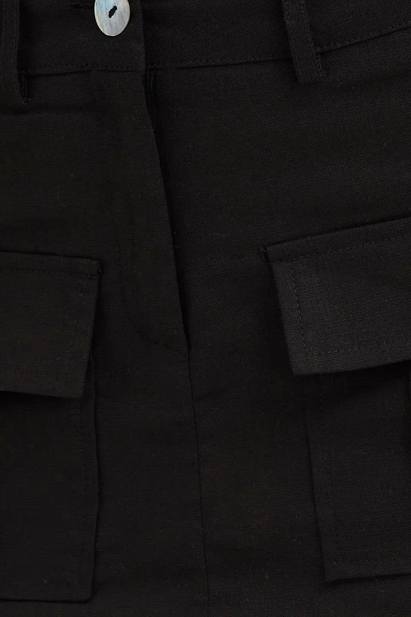 Black Mini Skirt High Rise Utility