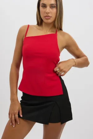 Black Mini Skort Skirt Mid Rise Tailored Lined