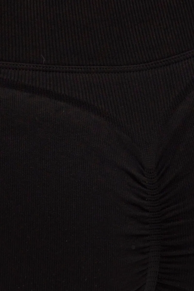 Black Seamless Halter Top And Bike Shorts Activewear Set