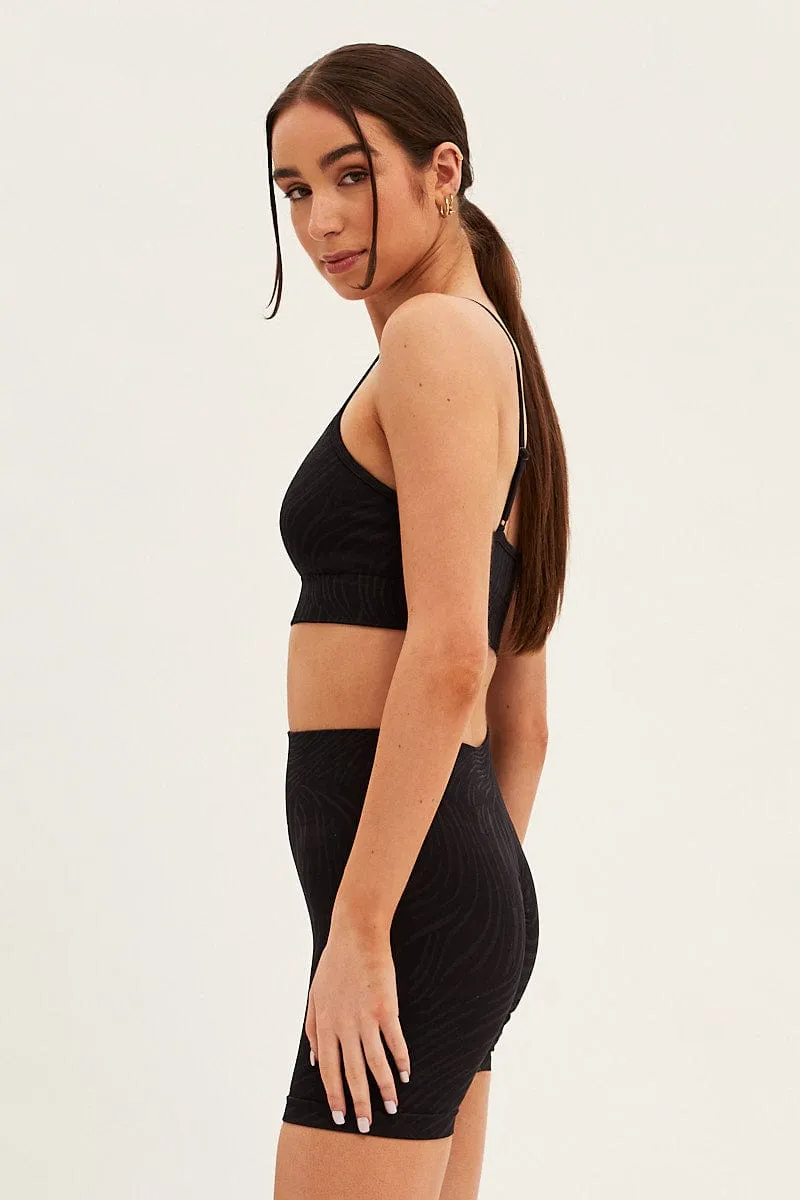 Black Seamless Top And Bike Shorts Activewear Set