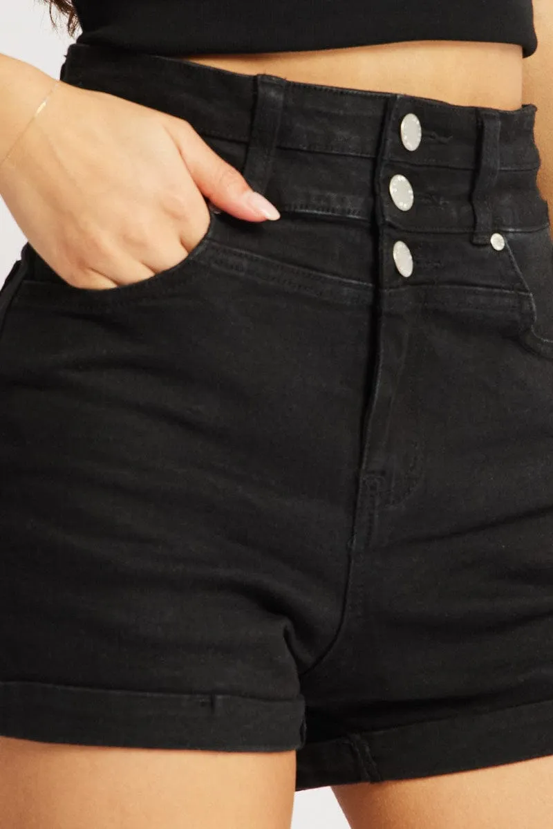 Black Skinny Short High Waist
