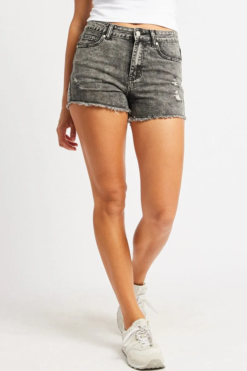 Black Skinny Short Mid Rise