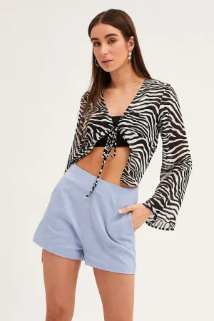 Blue High Rise Shorts
