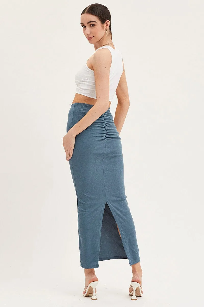 Blue Maxi Skirt High Rise Pencil