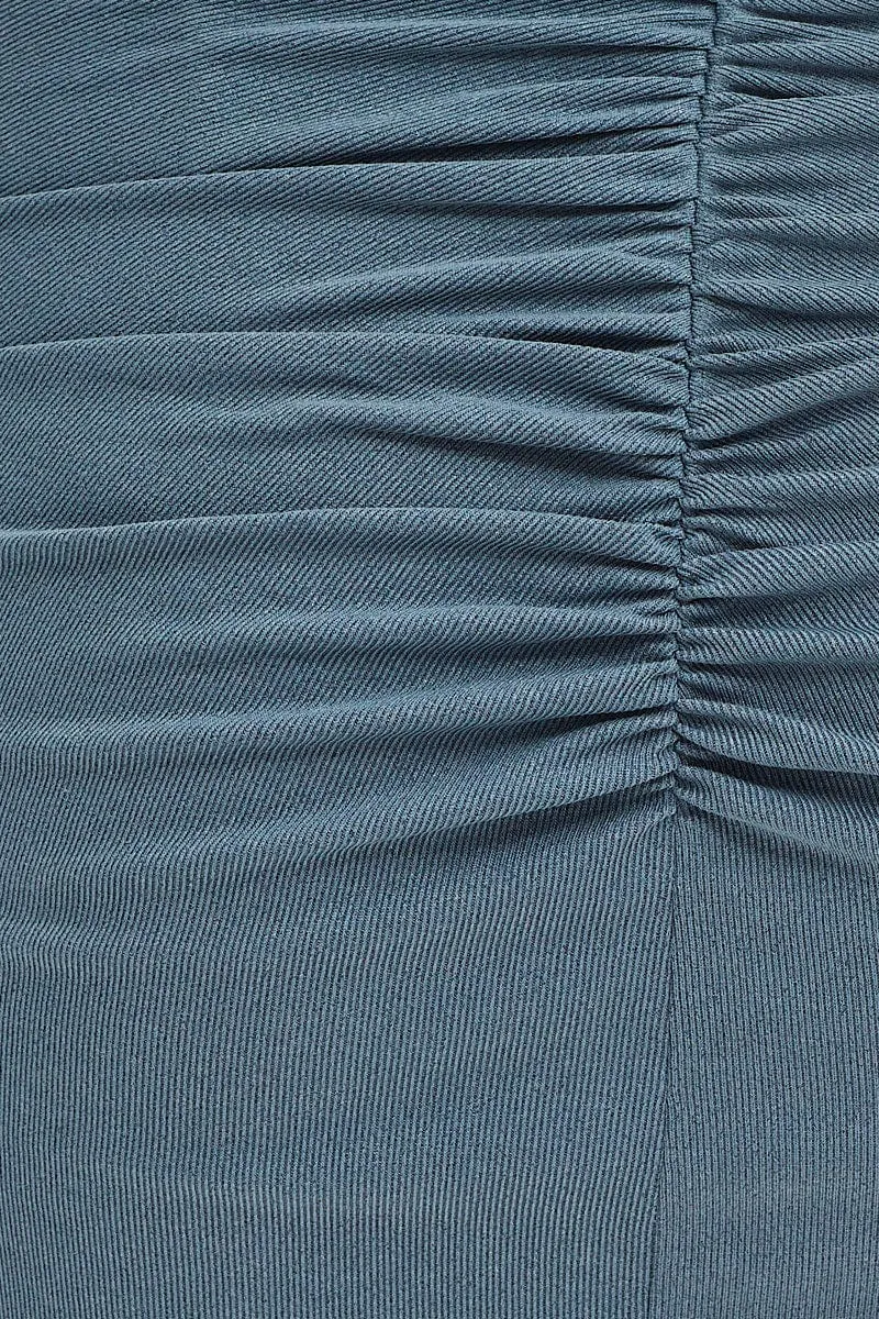 Blue Maxi Skirt High Rise Pencil
