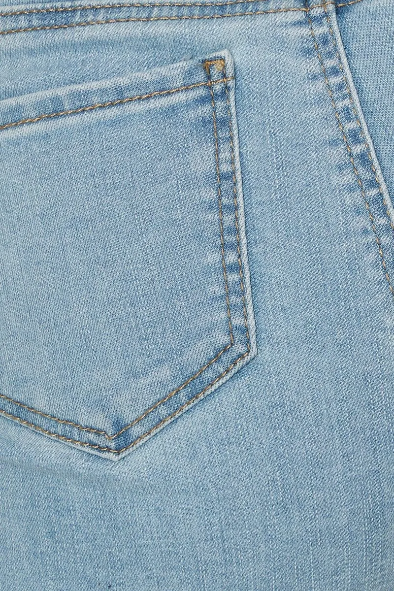 Blue Skinny Denim Shorts High Rise