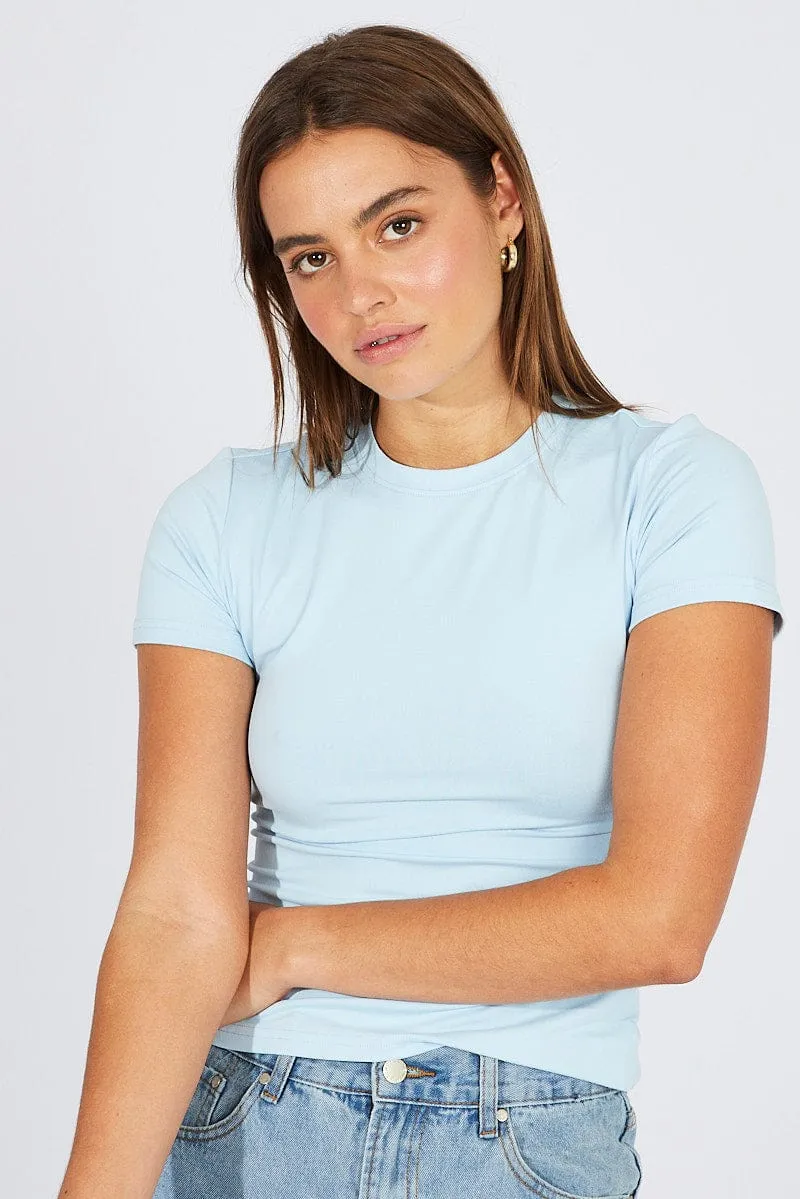 Blue Supersoft Top Short Sleeve Round Neck