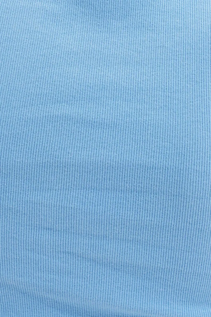 Blue Tank Top Sleeveless Crew Neck