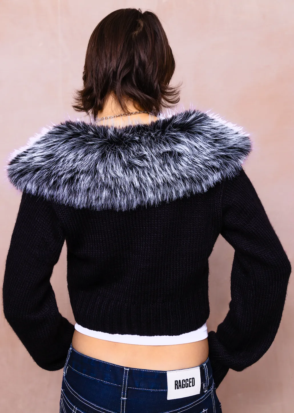 Boss Fur Collar Knit Cardigan