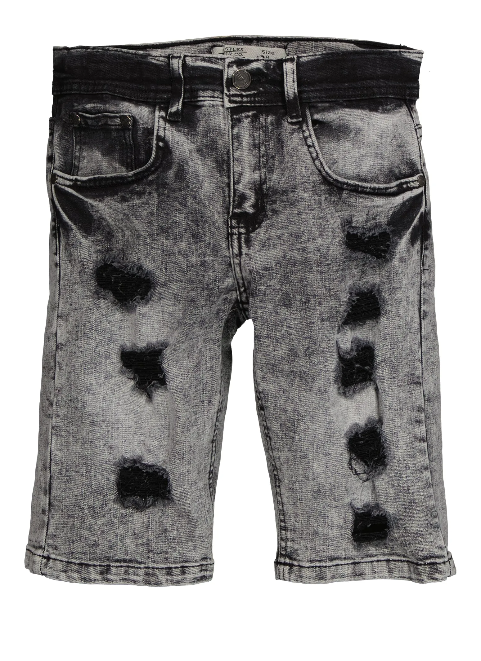 Boys Denim Acid Wash Distressed Bermuda Shorts