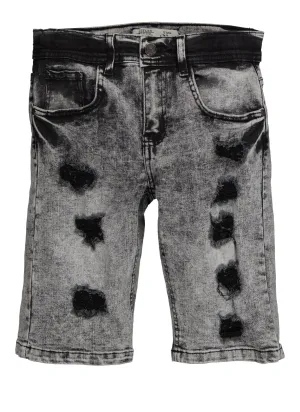 Boys Denim Acid Wash Distressed Bermuda Shorts