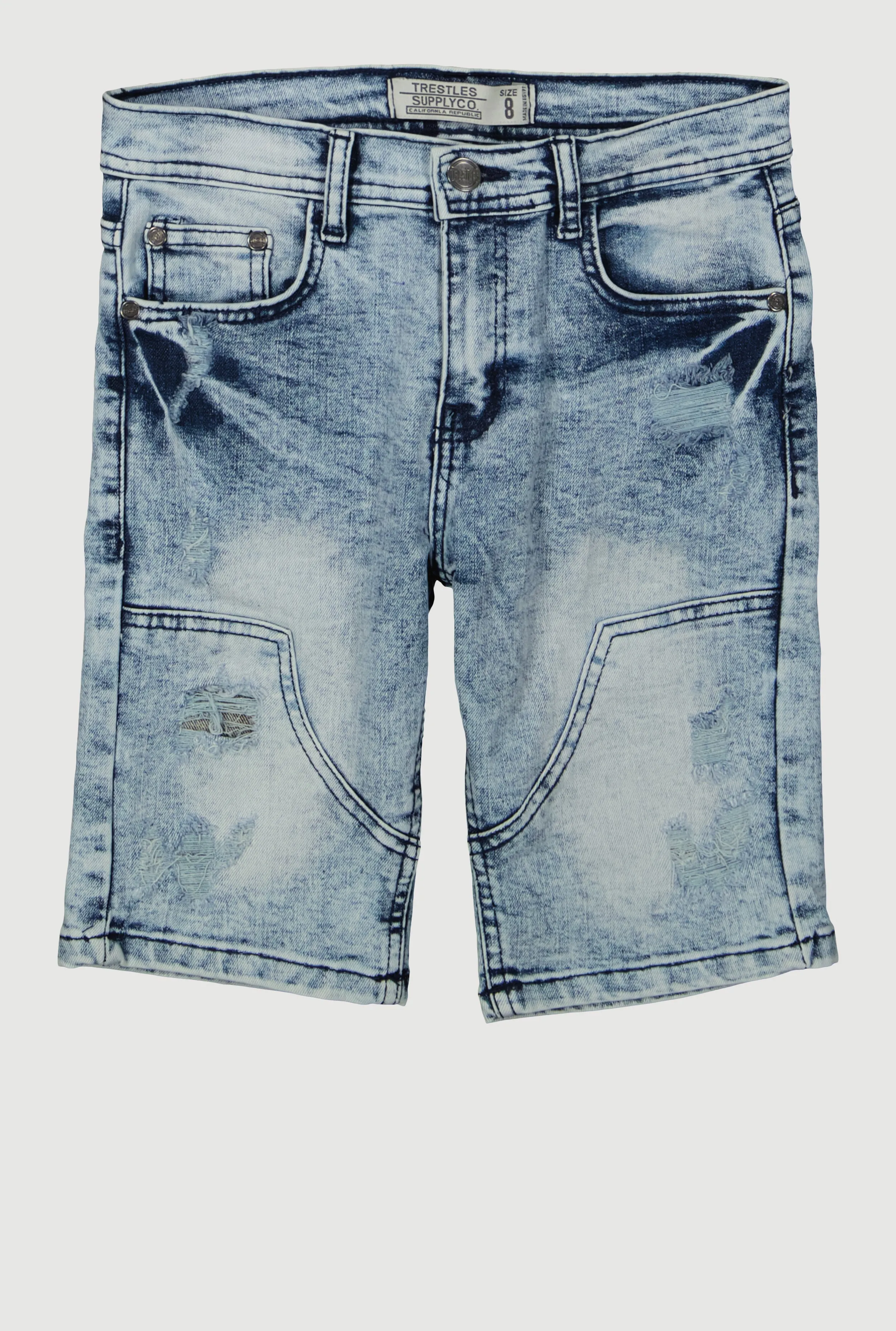 Boys Distressed Mineral Wash Denim Shorts