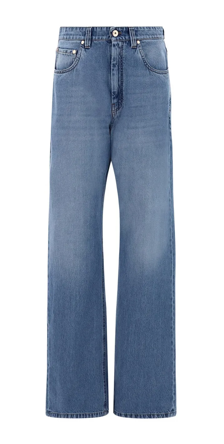 Brunello Cucinelli Logo Patch Straight Leg Jeans