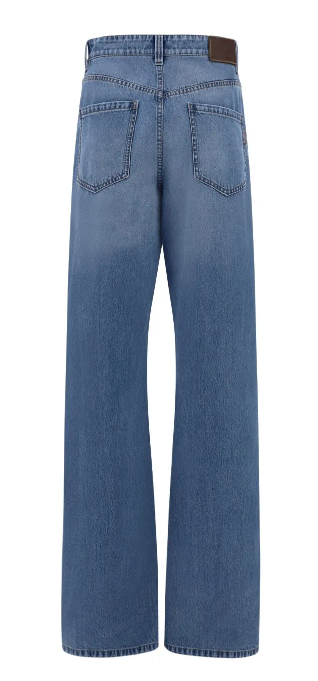 Brunello Cucinelli Logo Patch Straight Leg Jeans
