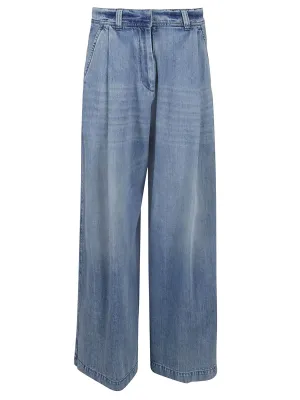 Brunello Cucinelli Wide Leg Pleated Jeans